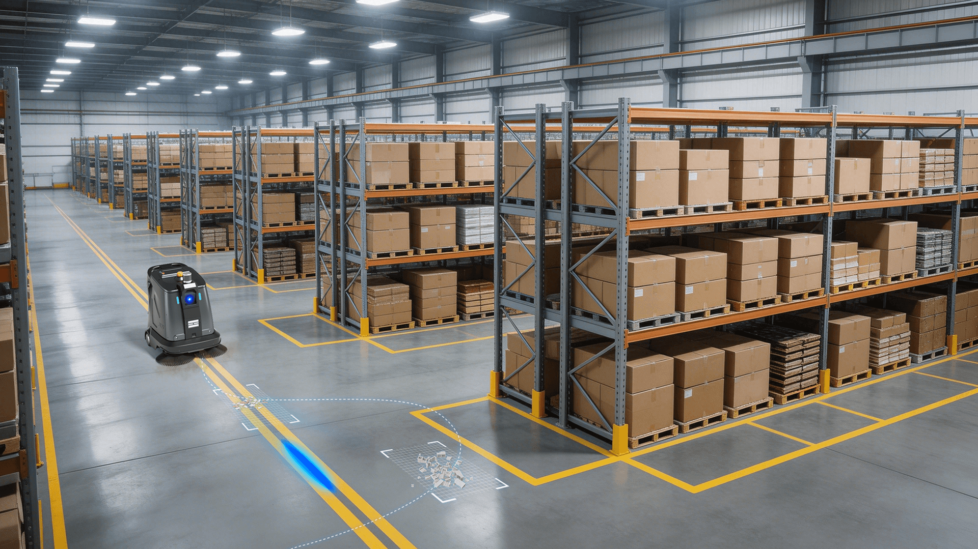 CenoBots S5 Kehrsaugroboter beim gezielten Spot-Cleaning